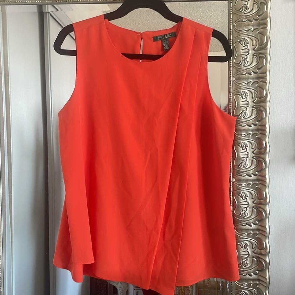 LAUREN BY Ralph Lauren|Vibrant Orange Sleeveless Blouse| size 12|EUC